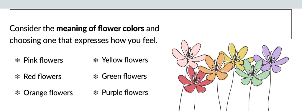 Consider the meaning of flower colors
