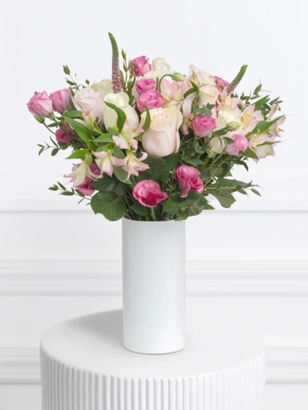 Medium Felice Bouquet - White & Pink Roses & More | Ode à la Rose