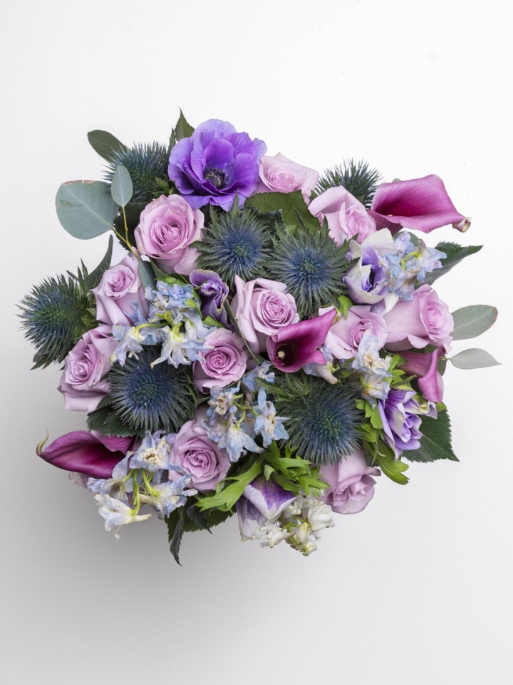 Large Pauline Bouquet | Roses, Calla Lily, Anemone, Thistle, Delphinium ...